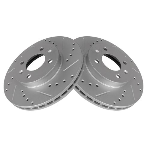 Hyundai Accent Kia Rio Rio5 Front Driver & Passenger Side 2 Piece Premium G-Coated Brake Rotor Set TRQ Performance BRA70580