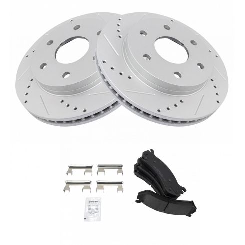 Chevrolet GMC Cadillac Front Ceramic Premium G-Coated Brake Pad & Rotor Kit TRQ Performance BKA12051