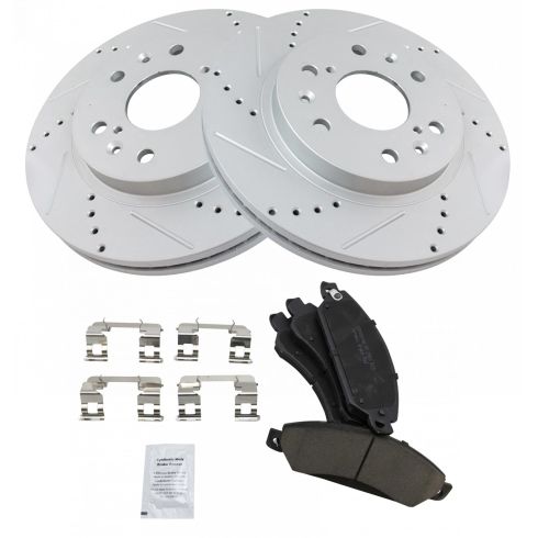 Chevrolet GMC Cadillac Front Ceramic Premium G-Coated Brake Pad & Rotor Kit TRQ Performance BKA12053