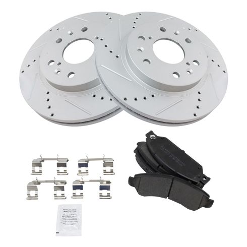 Chevrolet GMC Cadillac Front Semi-Metallic Premium G-Coated Brake Pad & Rotor Kit TRQ Performance BKA12054
