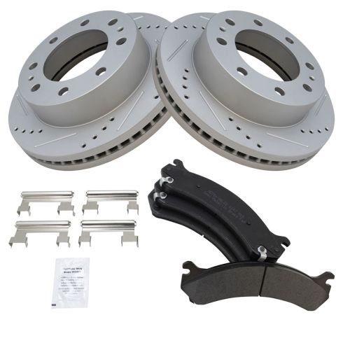 Chevrolet GMC Cadillac Hummer Front Semi-Metallic Premium G-Coated Brake Pad & Rotor Kit TRQ Performance BKA12067