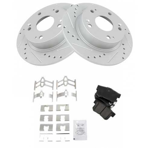 Honda Accord Acura TSX Rear Ceramic Premium G-Coated Brake Pad & Rotor Kit TRQ Performance BKA12091