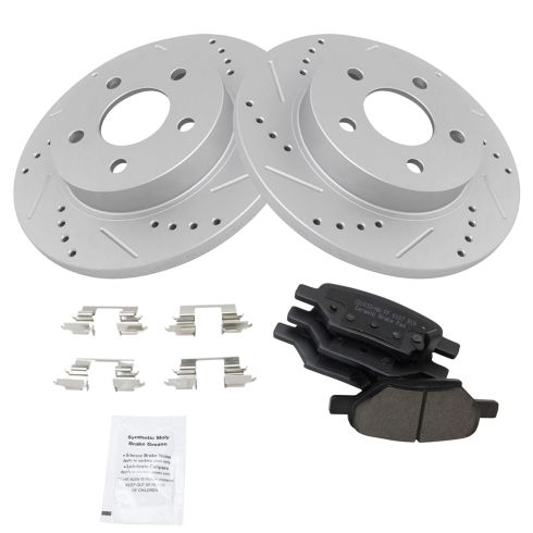 Chevrolet Pontiac Saturn Rear Ceramic Premium G-Coated Brake Pad & Rotor Kit TRQ Performance BKA12101