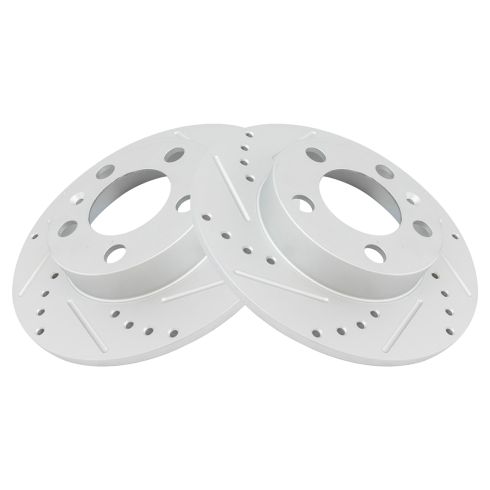 VW Audi Rear Semi-Metallic Premium G-Coated Brake Pad & Rotor Kit TRQ Performance BKA12117
