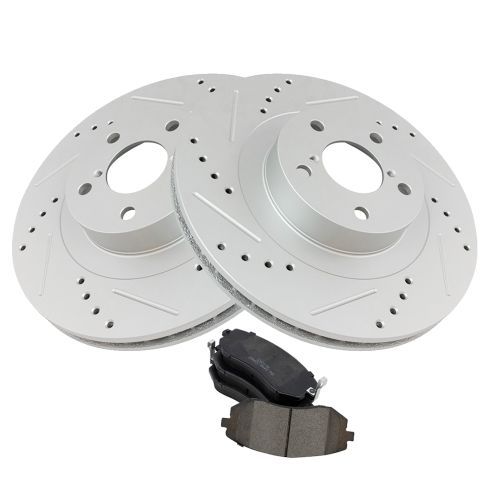 Subaru Saab Front Ceramic Premium G-Coated Brake Pad & Rotor Kit TRQ Performance BKA12169