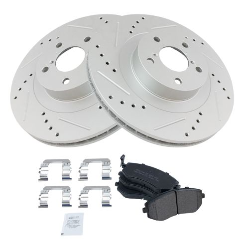 Subaru Saab Front Semi-Metallic Premium G-Coated Brake Pad & Rotor Kit TRQ Performance BKA12170