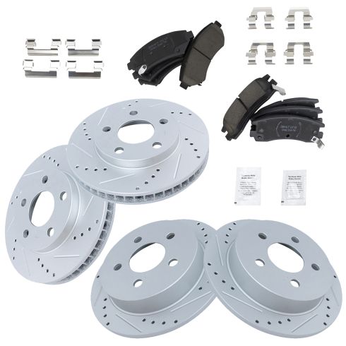 Buick Pontiac Olds Front & Rear Ceramic Premium G-Coated Brake Pad & Rotor Kit TRQ Performance BKA12206