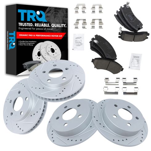 Buick Pontiac Olds Front & Rear Ceramic Premium G-Coated Brake Pad & Rotor Kit TRQ Performance BKA12206