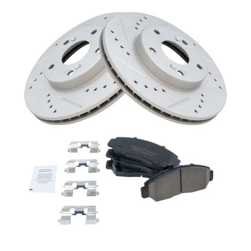 Honda Accord Civic Front Ceramic Premium G-Coated Brake Pad & Rotor Kit TRQ Performance BKA12308