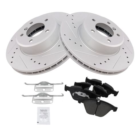 BMW Front Ceramic Premium G-Coated Brake Pad & Rotor Kit TRQ Performance BKA12312