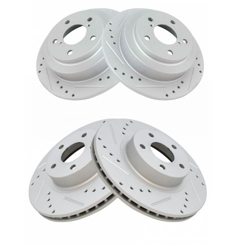 Subaru Saab Front & Rear 4 Piece Premium G-Coated Brake Rotor Set TRQ Performance BRA13957
