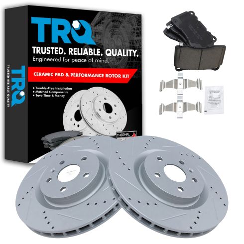Buick Regal Pontiac G8 Front Ceramic Premium G-Coated Brake Pad & Rotor Kit TRQ Performance BKA12401