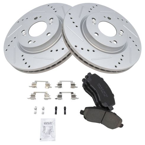 Jeep Dodge Chrysler Mitsubishi Front Ceramic Premium G-Coated Brake Pad & Rotor Kit TRQ Performance BKA12468