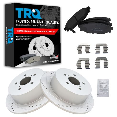 Subaru Legacy Outback Rear Ceramic Premium G-Coated Brake Pad & Rotor Kit TRQ Performance BKA12472