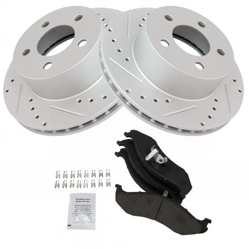 Jeep Front Ceramic Premium G-Coated Brake Pad & Rotor Kit TRQ Performance BKA12485