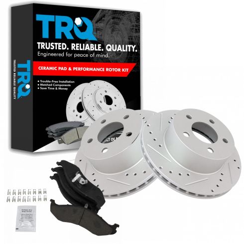 Jeep Front Ceramic Premium G-Coated Brake Pad & Rotor Kit TRQ Performance BKA12485