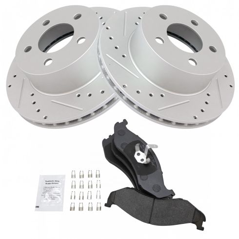 Jeep Front Semi-Metallic Premium G-Coated Brake Pad & Rotor Kit TRQ Performance BKA12488