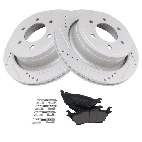 Ford F150 Rear Ceramic Premium G-Coated Brake Pad & Rotor Kit TRQ Performance BKA12500