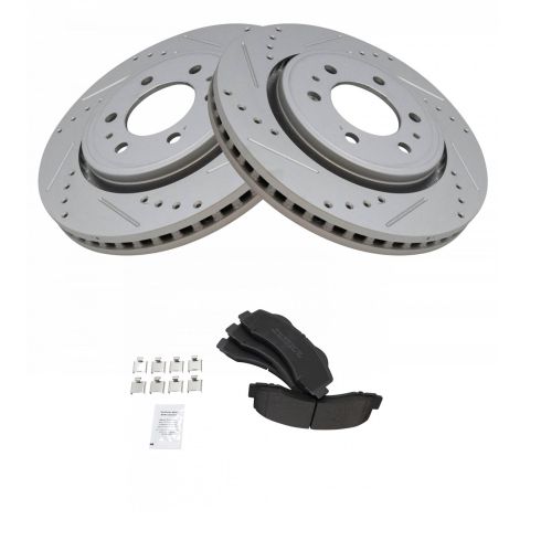 Ford Lincoln Front Semi-Metallic Premium G-Coated Brake Pad & Rotor Kit TRQ Performance BKA12560