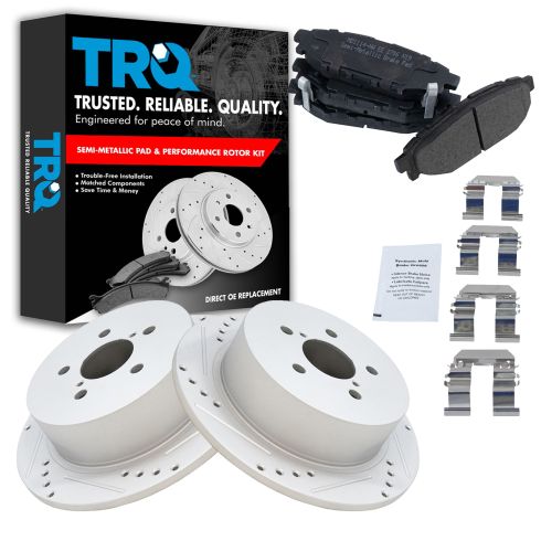 Subaru Legacy Outback Rear Semi-Metallic Premium G-Coated Brake Pad & Rotor Kit TRQ Performance BKA12566