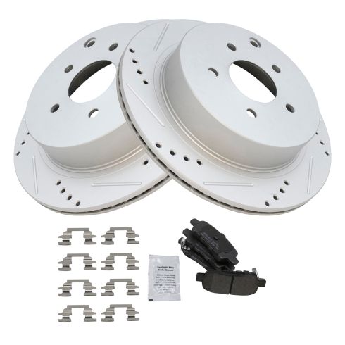 Nissan Infiniti Rear Semi-Metallic Premium G-Coated Brake Pad & Rotor Kit TRQ Performance BKA12575