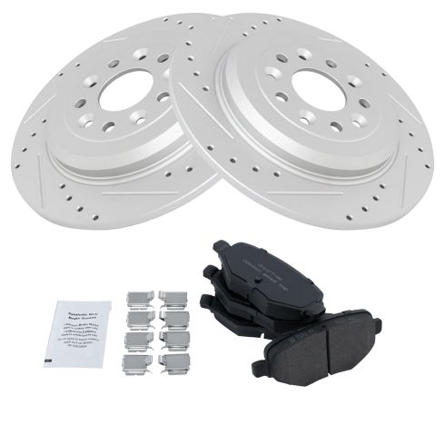 Ford Lincoln Rear Ceramic Premium G-Coated Brake Pad & Rotor Kit TRQ Performance BKA12621