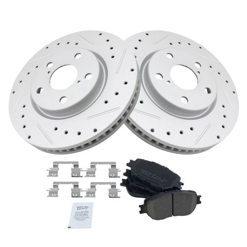 Lexus GS300 IS250 Front Ceramic Premium G-Coated Brake Pad & Rotor Kit TRQ Performance BKA12632