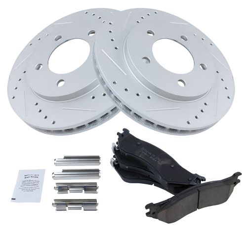 Ford Expedition Lincoln Navigator Front Ceramic Premium G-Coated Brake Pad & Rotor Kit TRQ Performance BKA12661