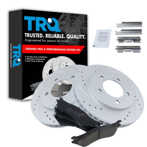 Ford Expedition Lincoln Navigator Front Ceramic Premium G-Coated Brake Pad & Rotor Kit TRQ Performance BKA12661