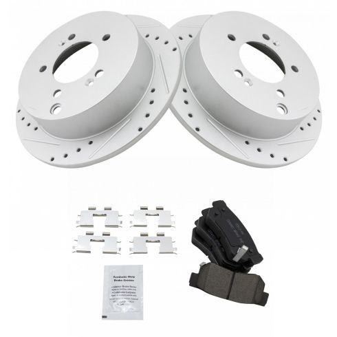 Hyundai Kia Rear Ceramic Premium G-Coated Brake Pad & Rotor Kit TRQ Performance BKA12667