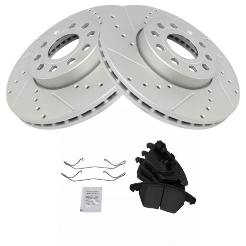 VW Audi Front Ceramic Premium G-Coated Brake Pad & Rotor Kit TRQ Performance BKA12684