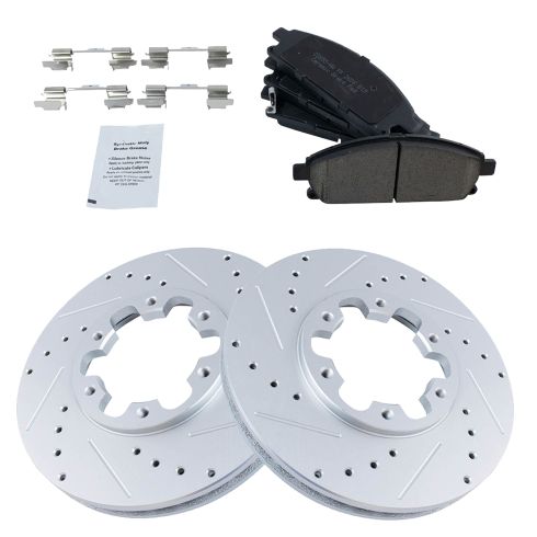 Nissan Pathfinder Infiniti QX4 Front Ceramic Premium G-Coated Brake Pad & Rotor Kit TRQ Performance BKA12711