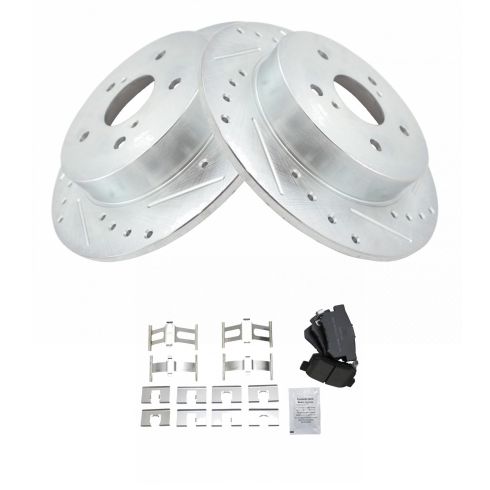 Suzuki SX4 Rear Semi-Metallic Premium G-Coated Brake Pad & Rotor Kit TRQ Performance BKA12717