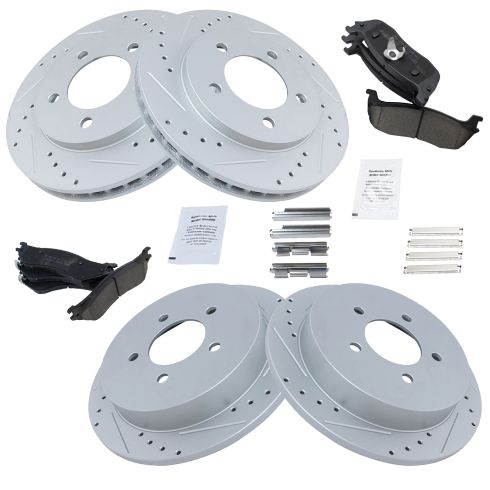Ford Expedition Lincoln Navigator Front & Rear Ceramic Premium G-Coated Brake Pad & Rotor Kit TRQ Performance BKA12741
