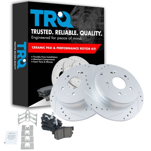 Honda CR-V Acura RDX Rear Ceramic Premium G-Coated Brake Pad & Rotor Kit TRQ Performance BKA12754