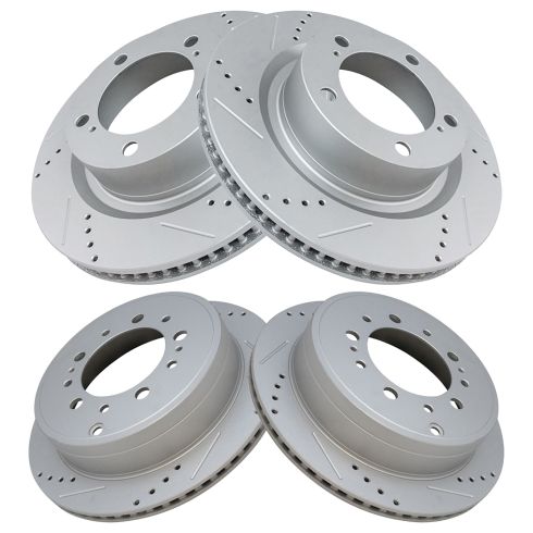 Toyota Lexus Front & Rear 4 Piece Premium G-Coated Brake Rotor Set TRQ Performance BRA13989