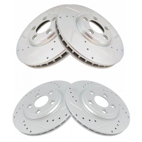 Ford Lincoln Jaguar Front & Rear 4 Piece Premium G-Coated Brake Rotor Set TRQ Performance BRA14006