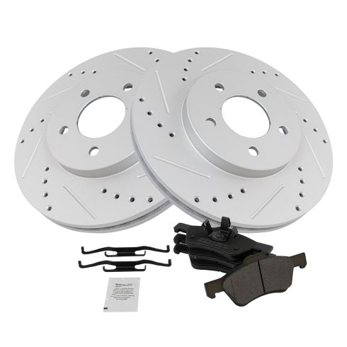 Ford Mazda Mercury Front Semi-Metallic Premium G-Coated Brake Pad & Rotor Kit TRQ Performance BKA14920