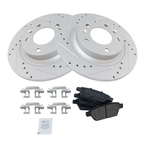 Ford Mazda Lincoln Mercury Rear Semi-Metallic Premium G-Coated Brake Pad & Rotor Kit TRQ Performance BKA14926