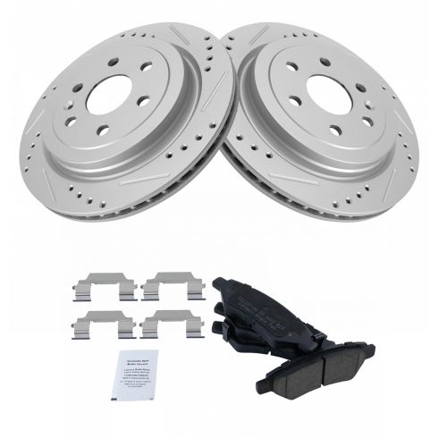 Cadillac SRX Saab 9-4X Rear Ceramic Premium G-Coated Brake Pad & Rotor Kit TRQ Performance BKA18622