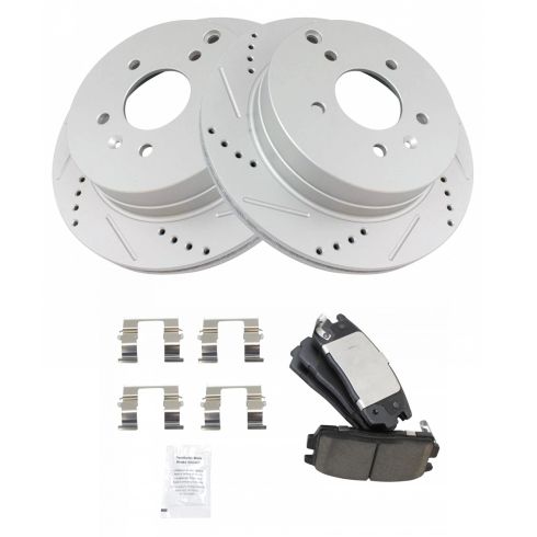 Chevrolet Pontiac Saturn Suzuki Rear Ceramic Premium G-Coated Brake Pad & Rotor Kit TRQ Performance BKA19745