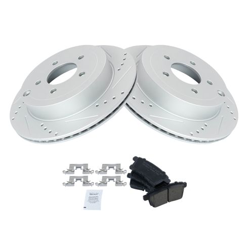 2007-10 Ford Edge Lincoln MKX Rear Ceramic Premium G-Coated Brake Pad & Rotor Kit TRQ Performance BKA20007