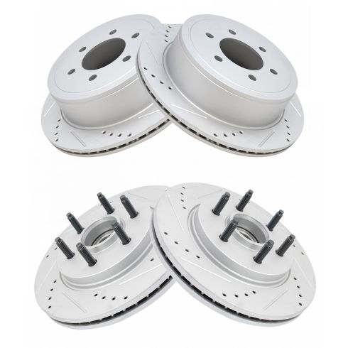 Ford F150 Lincoln Mark LT Front & Rear 4 Piece Premium G-Coated Brake Rotor Set TRQ Performance BRA15040