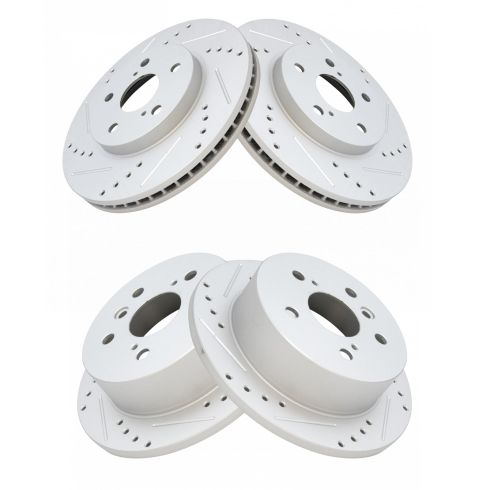 Toyota Lexus Front & Rear 4 Piece Premium G-Coated Brake Rotor Set TRQ Performance BRA15072