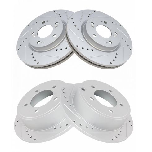 Jeep Dodge Chrysler Mitsubishi Front & Rear 4 Piece Premium G-Coated Brake Rotor Set TRQ Performance BRA15077