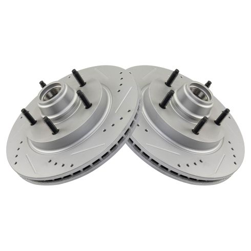 1997-98 Ford F150 Truck Rear Wheel Drive Front with 2 Wheel ABS Brakes Semi-Metallic Premium G-Coated Brake Pad & Rotor Kit TRQ Performance BKA20813