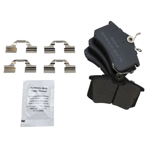 2005 Audi A4 A4 Quattro Rear Semi-Metallic Premium G-Coated Brake Pad & Rotor Kit with Parking Shoes TRQ Performance BKA20758