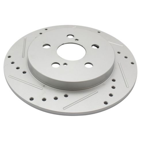 2010-13 Toyota Prius Rear Semi-Metallic Premium G-Coated Performance Brake Pad & Rotor Kit with Calipers TRQ Performance BKA27025 - Image 2