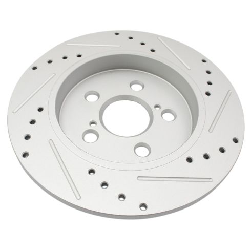 2010-13 Toyota Prius Rear Semi-Metallic Premium G-Coated Performance Brake Pad & Rotor Kit with Calipers TRQ Performance BKA27025 - Image 5
