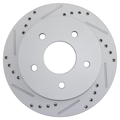 Chevrolet GMC Olds Isuzu Rear Semi-Metallic Premium G-Coated Brake Pad & Rotor Kit with Calipers TRQ Performance BKA35718